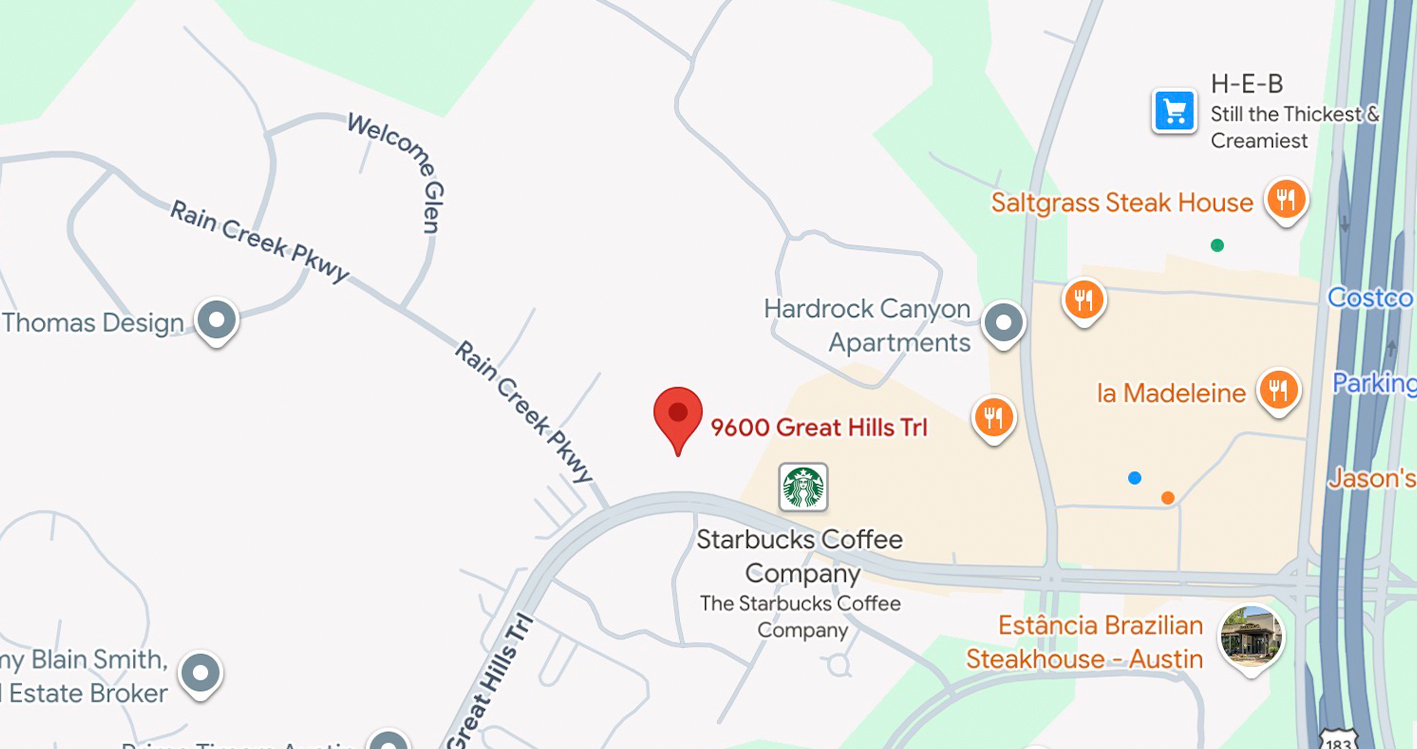 map of austin location for Thomas Edwards Group office search firm in Dallas Texas